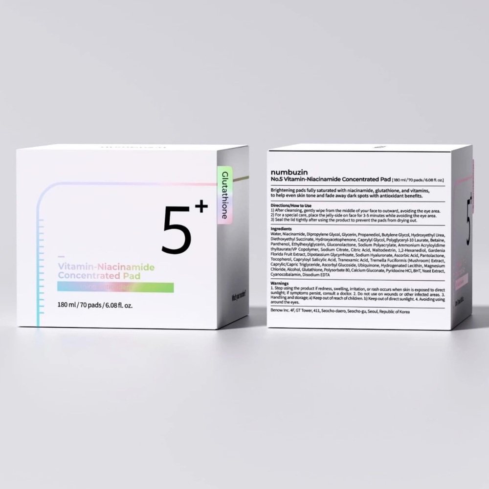 NWT Korean Skincare Numbuzin Vitamin Niacinamide Concentrated Pads - 70 pads - Picture 3 of 6